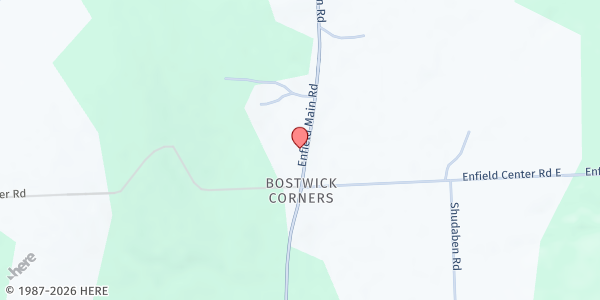 Map showing Enfield Food Distribution at 182 Endfield Main Rd, Ithaca, NY