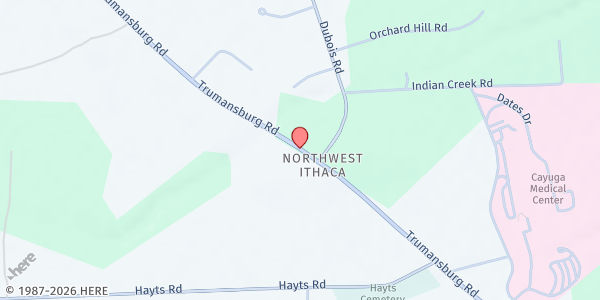 Map showing Indian Creek Farm Farm Stand at 1408 Trumansburg Rd, Ithaca, NY