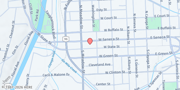 Map showing Ithaca Free Clinic - Chronic Care Program at 521 W. Seneca St., Ithaca, NY