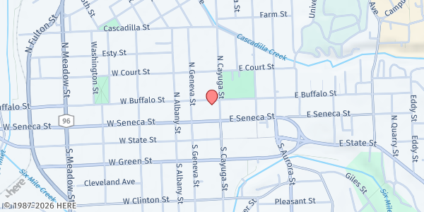 Map showing Loaves & Fishes of Tompkins County at 210 N Cayuga St, Ithaca, NY