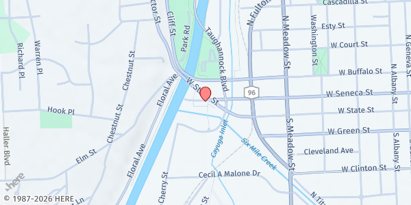 Map showing REACH Medical at 1001 W. Seneca Street, Ithaca, NY