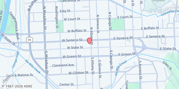 Map showing Salvation Army SK- Ithaca Saturday FP at 150 N. Albany St., Ithaca, NY