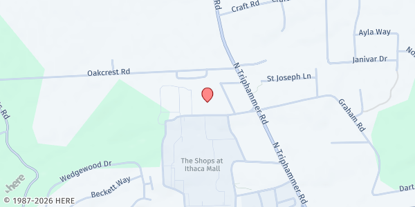 Map showing YMCA of Ithaca and Tompkins County Food Hub at 50 Graham Road West, Ithaca, NY