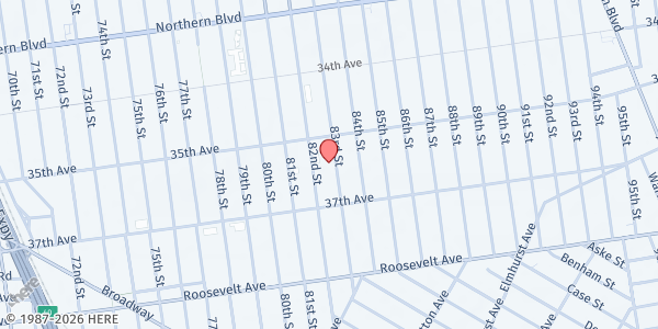 Map showing Catherine Sheridan Senior Center at 35-24 83rd Street, Jackson Heights, NY