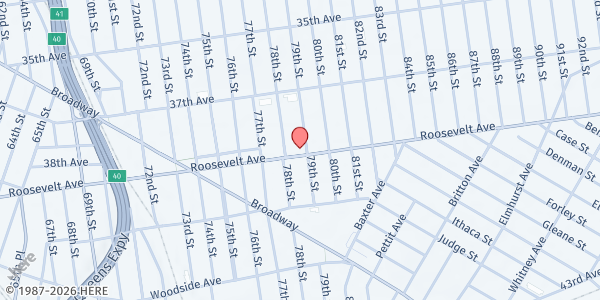 Map showing Love Wins NYC @ Viva La Heights at 78-11 Roosevelt Avenue, Jackson Heights, NY