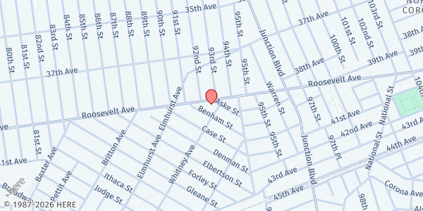 Map showing Make The Road New York Queens - Jackson Heights at 92-10 Roosevelt Avenue, Jackson Heights, NY
