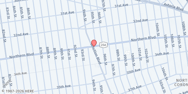 Map showing St. Mark AME Church/ The Voices of Hagar at 95-18 Northern Blvd., Jackson Heights, NY