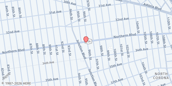Map showing St. Mark/VOH Food Pantry at 95-18 Northern Blvd., Jackson Heights, NY