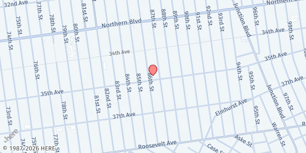 Map showing The Salvation Army – Templo de Queens at 86-07 35th Avenue, Jackson Heights, NY