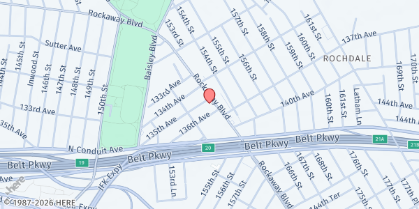 Map showing More than Conquerors at 153-56 Rockaway Blvd, Jamaica  NY, NY