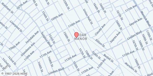 Map showing Bethany Baptist Church of Jamaica at 157-11 111TH AVE, Jamaica, NY