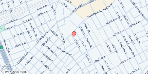 Map showing Bethel Mission charity organization at 106-15 154th Street, Jamaica, NY