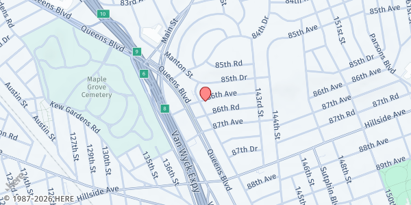 Map showing Briarwood JCC at 139-06 86th Ave, Jamaica, NY