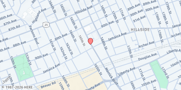 Map showing Catholic Charities Queens Community - Jamaica at 91-14 Merrick Boulevard, Jamaica, NY