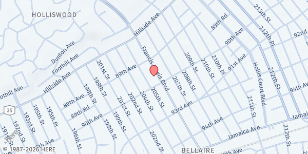 Map showing Church Of The Incarnation Incarnation Parish Pantry at 89-42 Francis Lewis Boulevard, Jamaica, NY