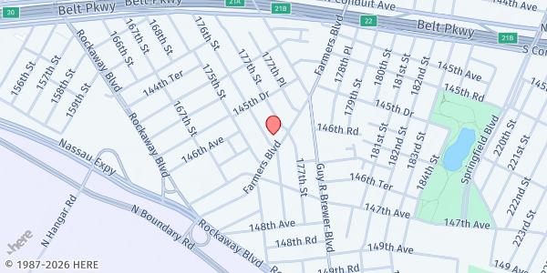 Map showing Community Worship Center at 145-94 176th St, Jamaica, NY
