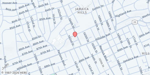 Map showing First United Methodist Church of Jamaica  at 162-10 HIGHLAND AVENUE, JAMAICA, NY