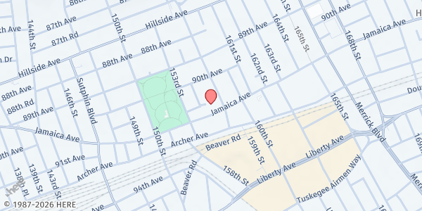Map showing Grace Church Parish Hall at 15524 90th Avenue, Jamaica, NY
