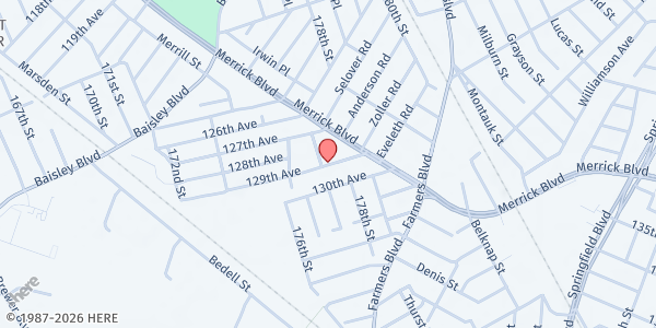 Map showing Greater Springfield Community church  at 177-06 129th Ave , Jamaica, NY