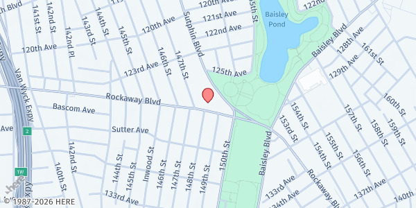Map showing It Takes A Village, Ours Is Home Distribution Site at 148 Rockaway Blvd, JAMAICA, NY