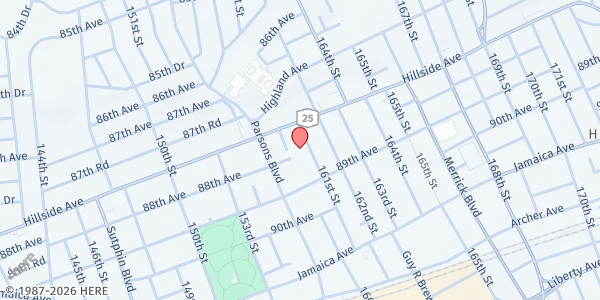Map showing Jamaica Hispanic SDA Church at 88-28 161 STREET, Jamaica, NY