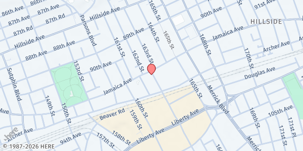 Map showing NeON Nutrition Kitchen - Jamaica at 162-24 Jamaica Avenue 2nd floor, Jamaica, NY