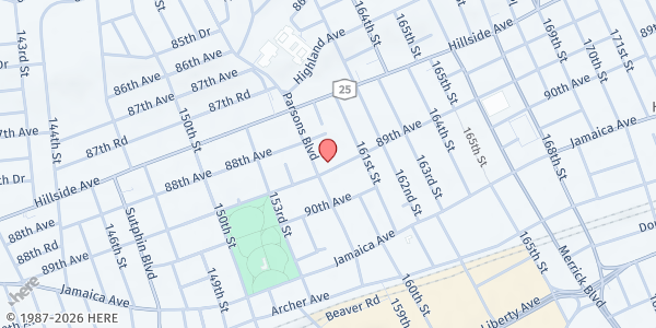 Map showing Presentation Food Pantry at 88-19 Parsons Blvd, Jamaica, NY