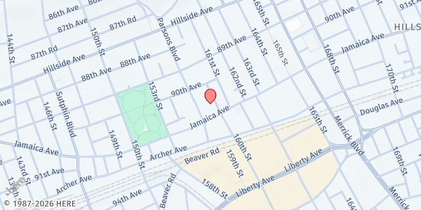 Map showing Public Health Solutions Wic Center at 90-40 160th St, Jamaica, NY