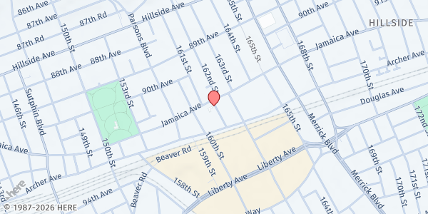 Map showing Safe Horizon Jamaica Location at 161-10 Jamaica Avenue, Jamaica, NY