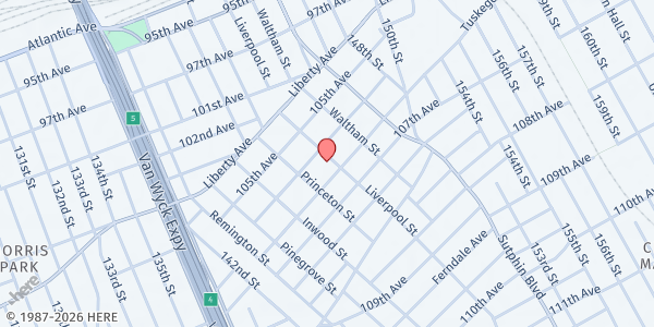 Map showing St. Vincent De Paul - St. Pius at 106-12 Liverpool Street, Jamaica, NY