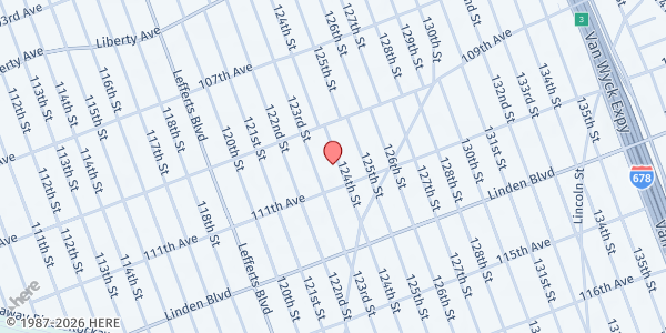 Map showing The Caribbean Equality Project, Inc. - Jamaica Location at 109-42 124th Street, Jamaica, NY