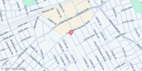 Map showing The Harding Ford Vision - Food Pantry at 157-22 Tuskegee Airmen Way, Jamaica, NY