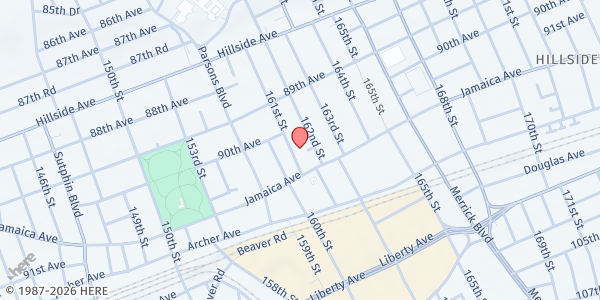 Map showing The Salvation Army-Jamaica at 90-23 161 Street, Jamaica, NY