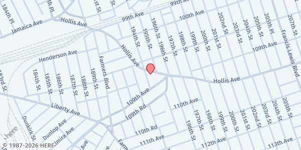 Map showing Vets House Honor - Hollis Vets Complex at 194-14 Hollis Avenue, Jamaica, NY