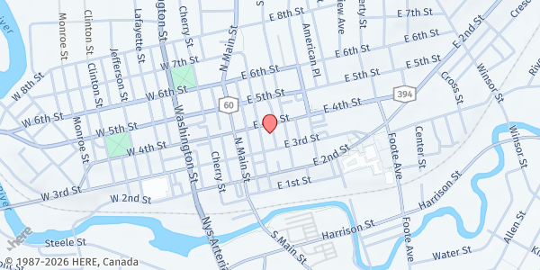 Map showing Chautauqua County Social Services - Jamestown Office at 110 E 4th St, Jamestown, NY