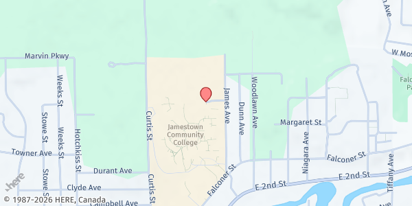 Map showing Cornell Cooperative Extension of Chautauqua County at 525 Falconer St, Jamestown, NY