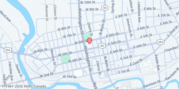 Map showing Jamestown Mobile Market-Prendergast Library at 509 Cherry Street, Jamestown, NY