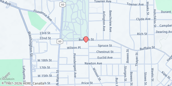 Map showing NORTHSIDE FOOD PANTRY at 663 LAKEVIEW AVENUE, JAMESTOWN, NY