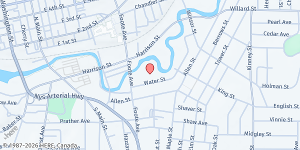 Map showing Saint Susan Center Dining Room - Food Distribution Center at 31 Water St, Jamestown, NY