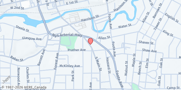 Map showing SALVATION ARMY - JAMESTOWN at 83 S. MAIN STREET, JAMESTOWN, NY