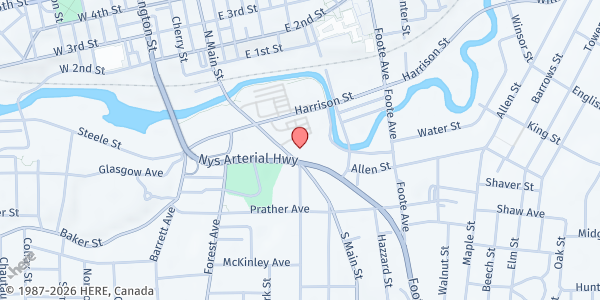 Map showing THE SALVATION ARMY - JAMESTOWN at 83 S. MAIN STREET, JAMESTOWN, NY