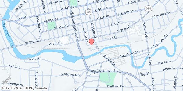 Map showing UCAN City Mission at 7 W 1st St, Jamestown, NY