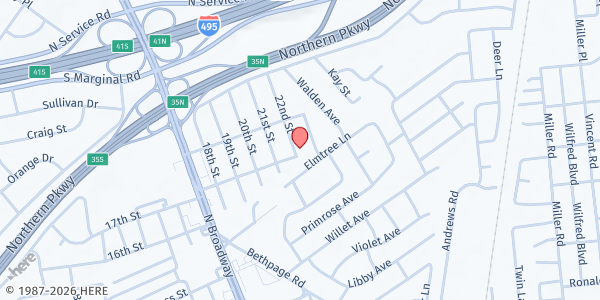Map showing Jericho Cares Food Pantry at 3 22nd Street, Jericho, NY