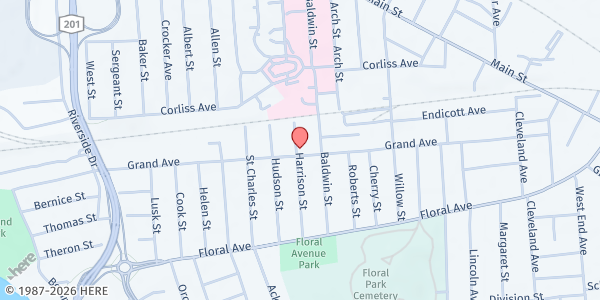 Map showing CHOW - Faith Evangalistic Church at 227 Grand Ave, Johnson City, NY