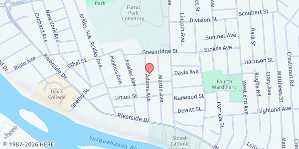 Map showing Hope Foundation at 37 Adams Ave, Johnson City, NY