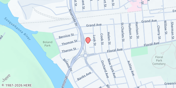 Map showing UHS Wilson Family Medicine Residency at 601 Riverside Drive, Johnson City, NY