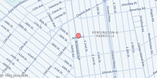Map showing Muna @ Avenue C at 569 McDonald Avenue, Kensington, NY