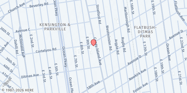 Map showing PEOPLE IN NEED INC - Kensington at 766 Coney Island Avenue, Kensington, NY