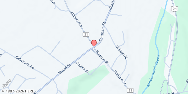 Map showing Kinderhook Farmers' Market - Village Square at US Route 9 and Hudson St, Kinderhook, NY