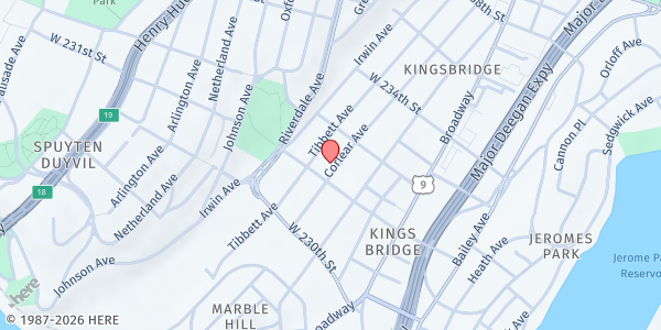 Map showing KCI Pantry at 3115 Corlear Avenue, Kingsbridge, NY
